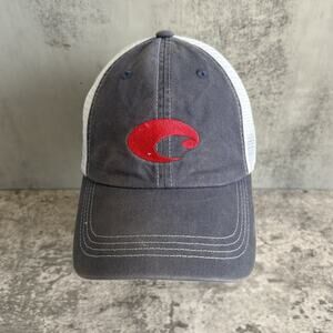 Costa Men’s Mesh Back Trucker Hat Blue Gray Adjustable Summer Cap Fishing